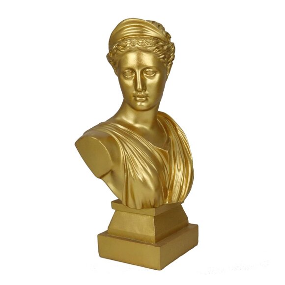 12" Greek Statue Diana Sculpture Décor, Gold Simple Art, Symbol of Good Luck - Picture 5 of 14